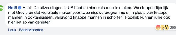 Net5 staakt Grey's Anatomy midden in seizoen 1 Net5