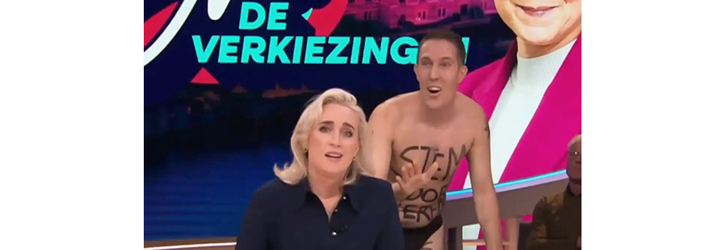 ‘Vegan streaker’ stoort uitzending Eva Jinek