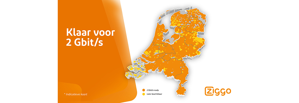 Ziggo in één klap de grootste provider van 2 Gbit/s snelheid in heel Nederland