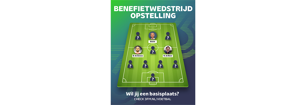 Voetballen tegen het sterrenteam van Ronald de Boer voor 3FM Serious Request